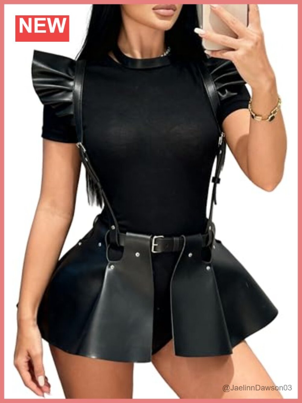 Faux Leather Gothic Harness Belt Adjustable Punk Cosplay Shoulder Armor